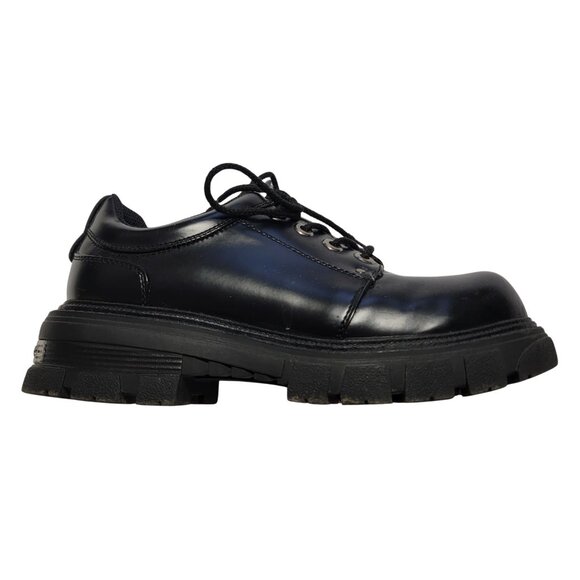 New Men's Size 10 Oxford-Style High-Gloss Black Work Shoes - New Cond. - Picture 5 of 7